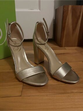 Gold Sam Edelman Yaro Block Heel Size 6